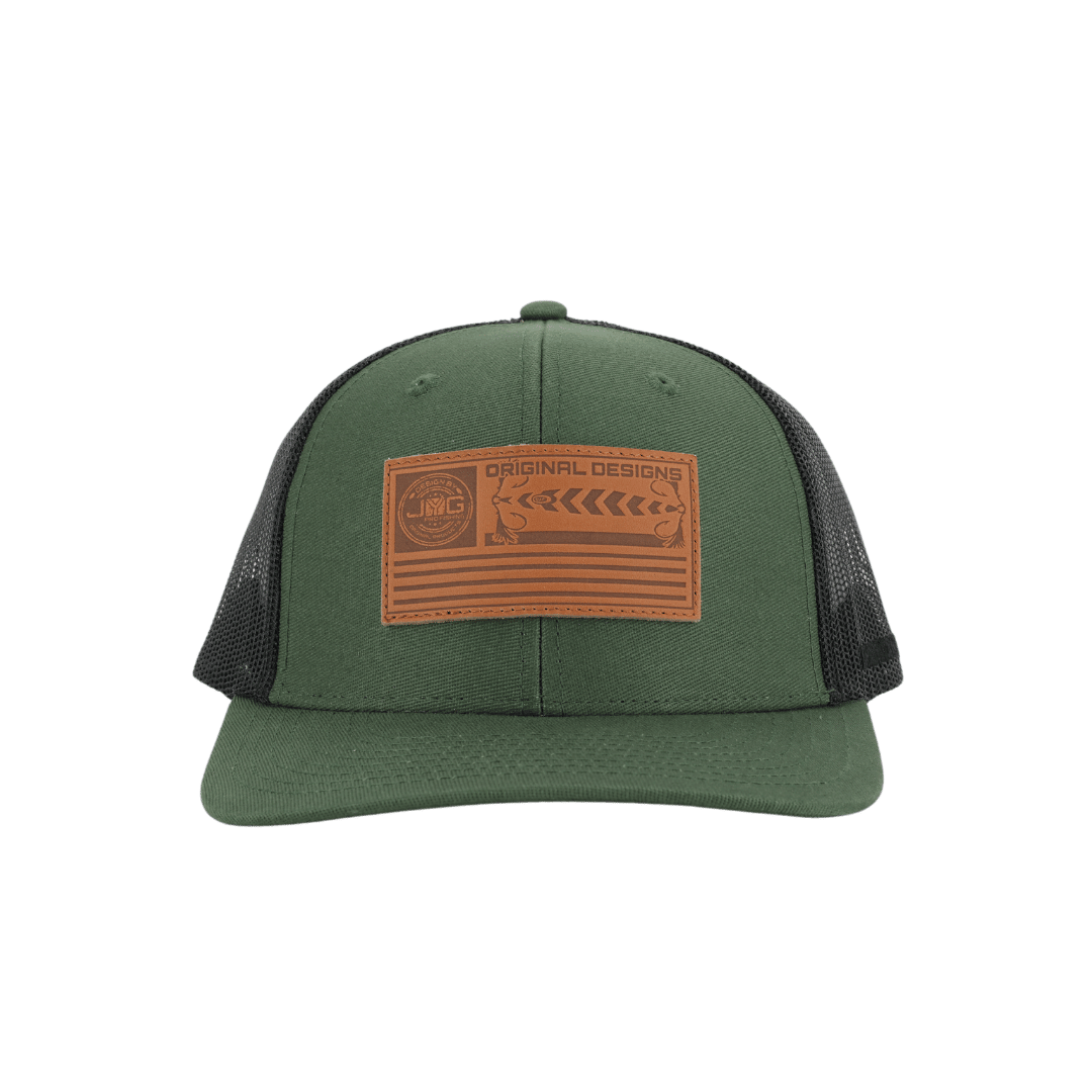 Flag Leather Patch Trucker Green/Black Hat
