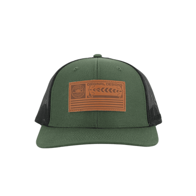 Flag Leather Patch Trucker Green/Black Hat