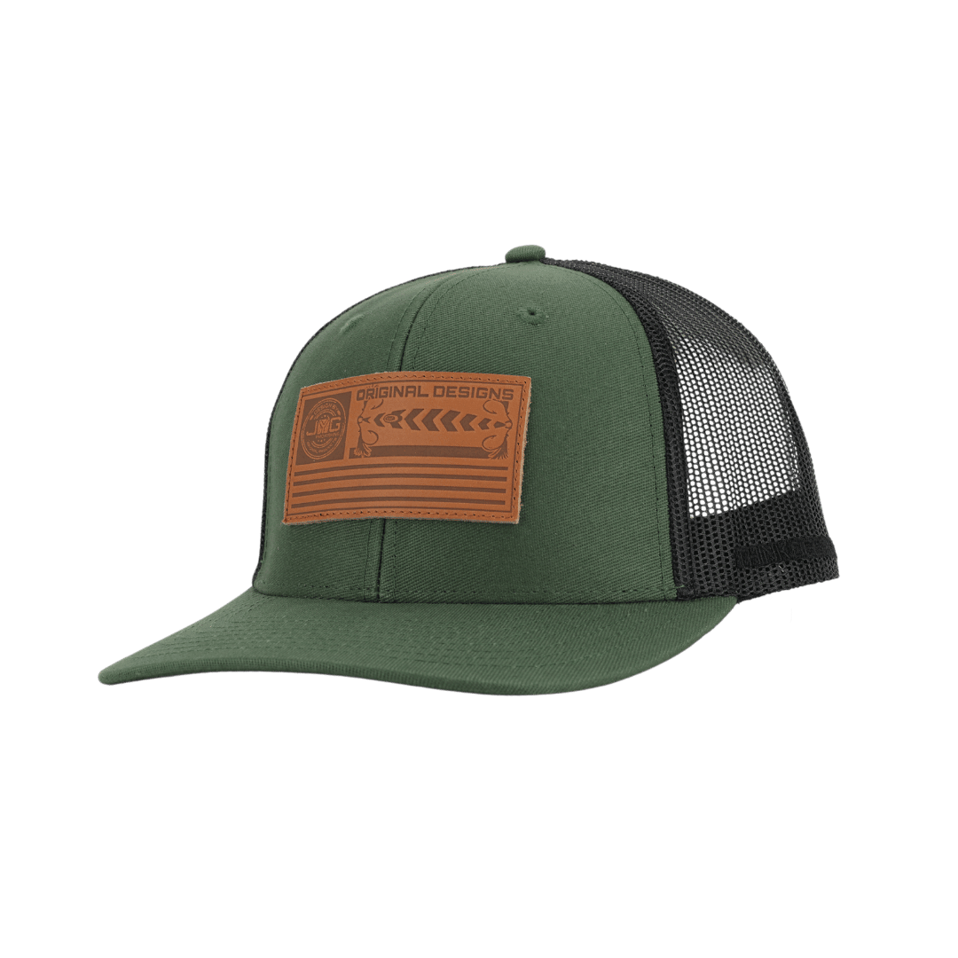Casquette Trucker Vert/Noir en Cuir Écusson Drapeau