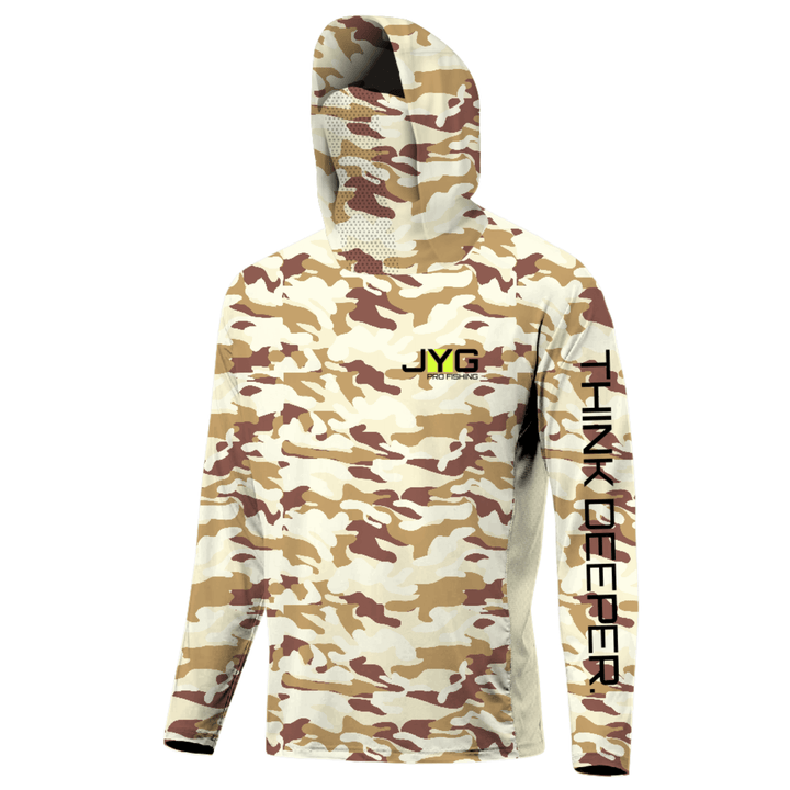 HOODED FISHING SHIRT MIT FACEMASK - BROWN CAMO