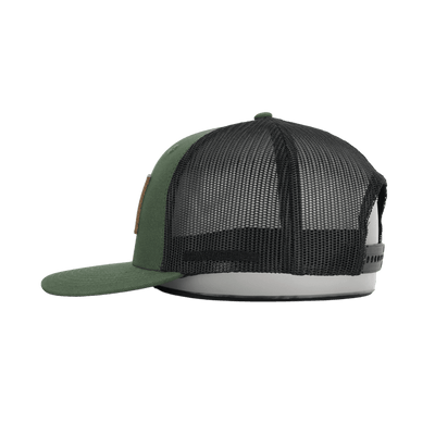 Flag Leather Patch Trucker Green/Black Hat