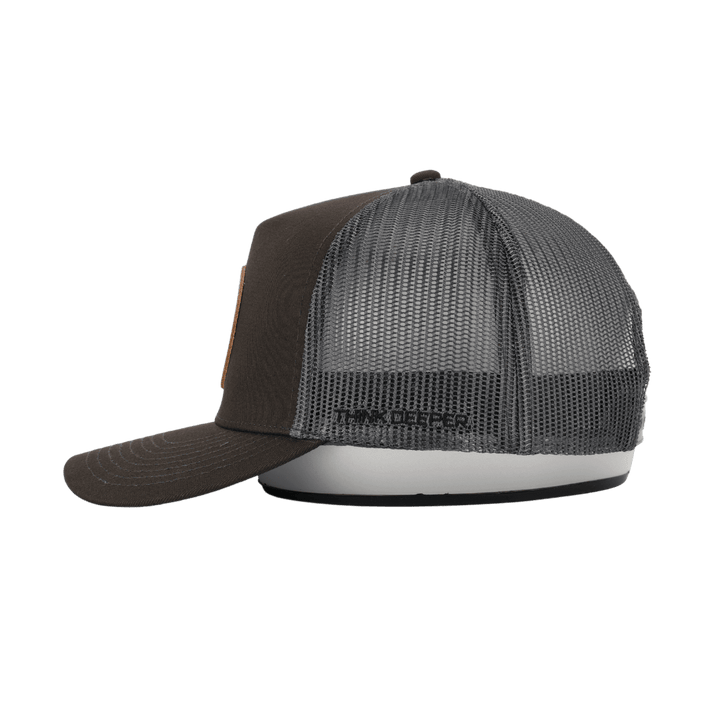 Leather Patch Cap Dunkelgrau