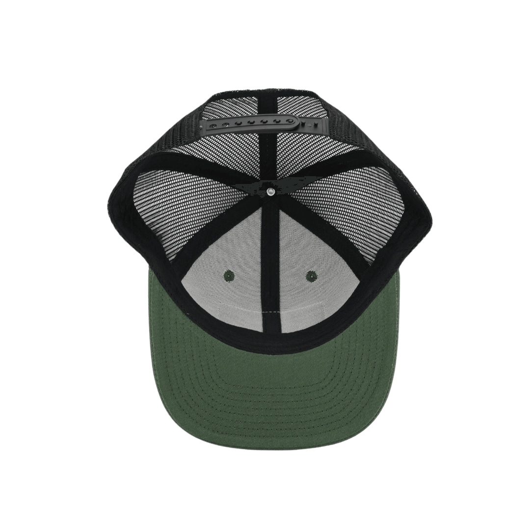 Casquette Trucker Vert/Noir en Cuir Écusson Drapeau