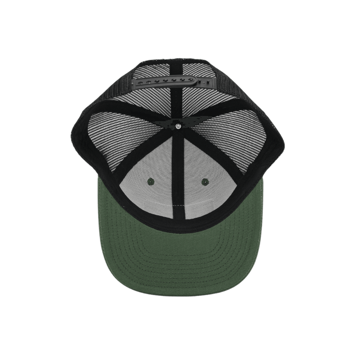 Casquette Trucker Vert/Noir en Cuir Écusson Drapeau