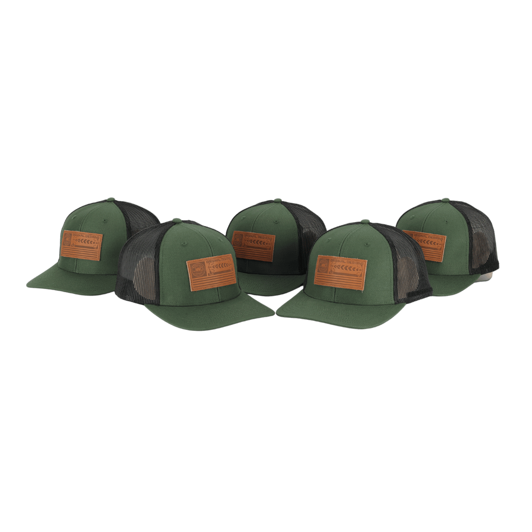 Casquette Trucker Vert/Noir en Cuir Écusson Drapeau