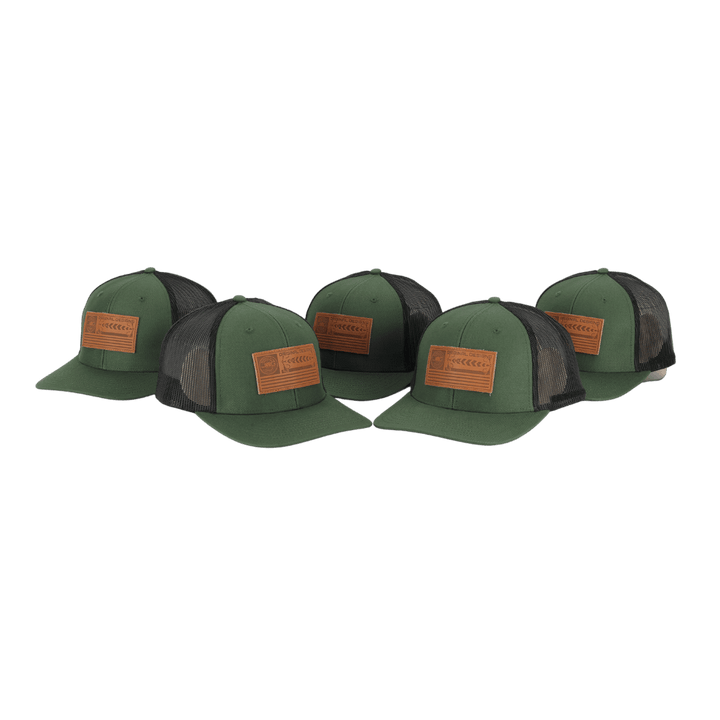 Casquette Trucker Vert/Noir en Cuir Écusson Drapeau