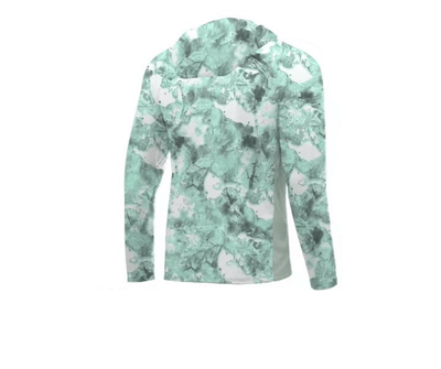 HOODED FISHING SHIRT WITH FACEMASK - AQUA CAMO