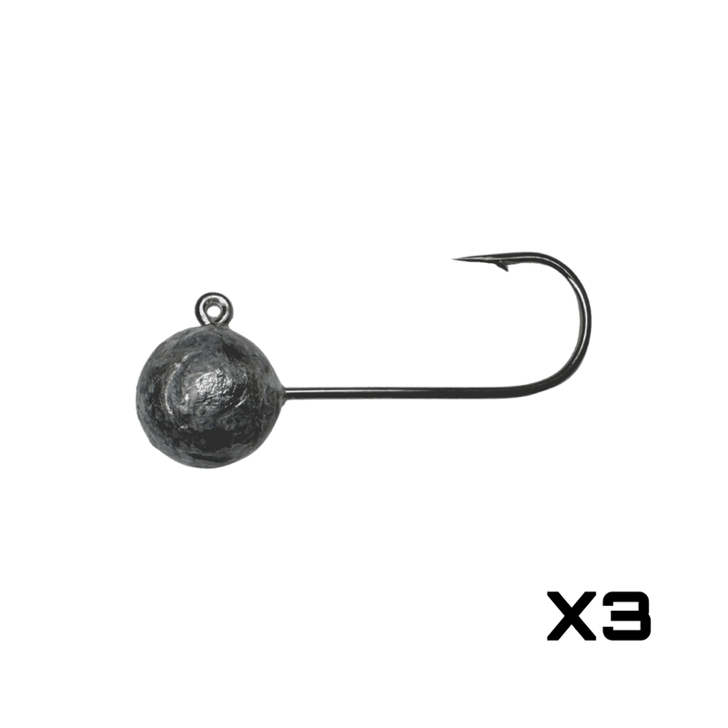 JYG Pro Ball Jig Heads — Lead and White, 3/16 oz and 3/4 oz, for rigging soft plastics