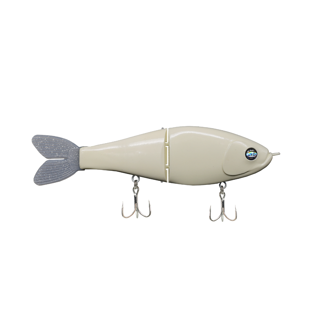 JYG GLYDE 8" 3oz glide bait in Bone Gray Tail colour
