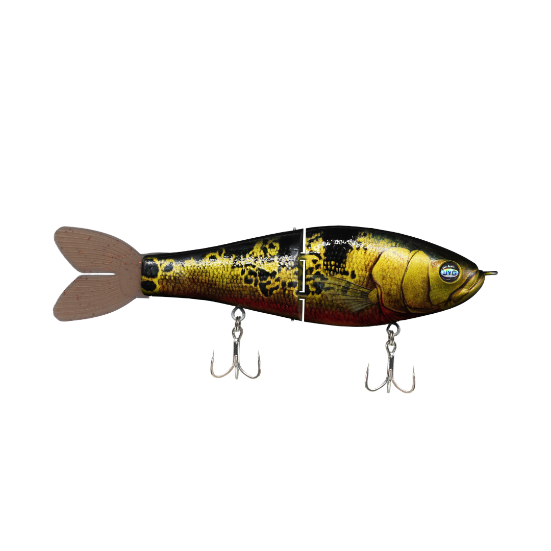 JYG GLYDE 8" 3oz glide bait in Peacock Bass colour